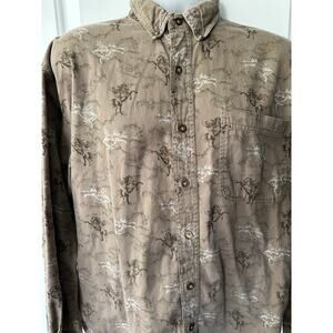 Bit & Bridle Outfitters Mens L Shirt Button Front Long Sleeve Brown Horse 🤠